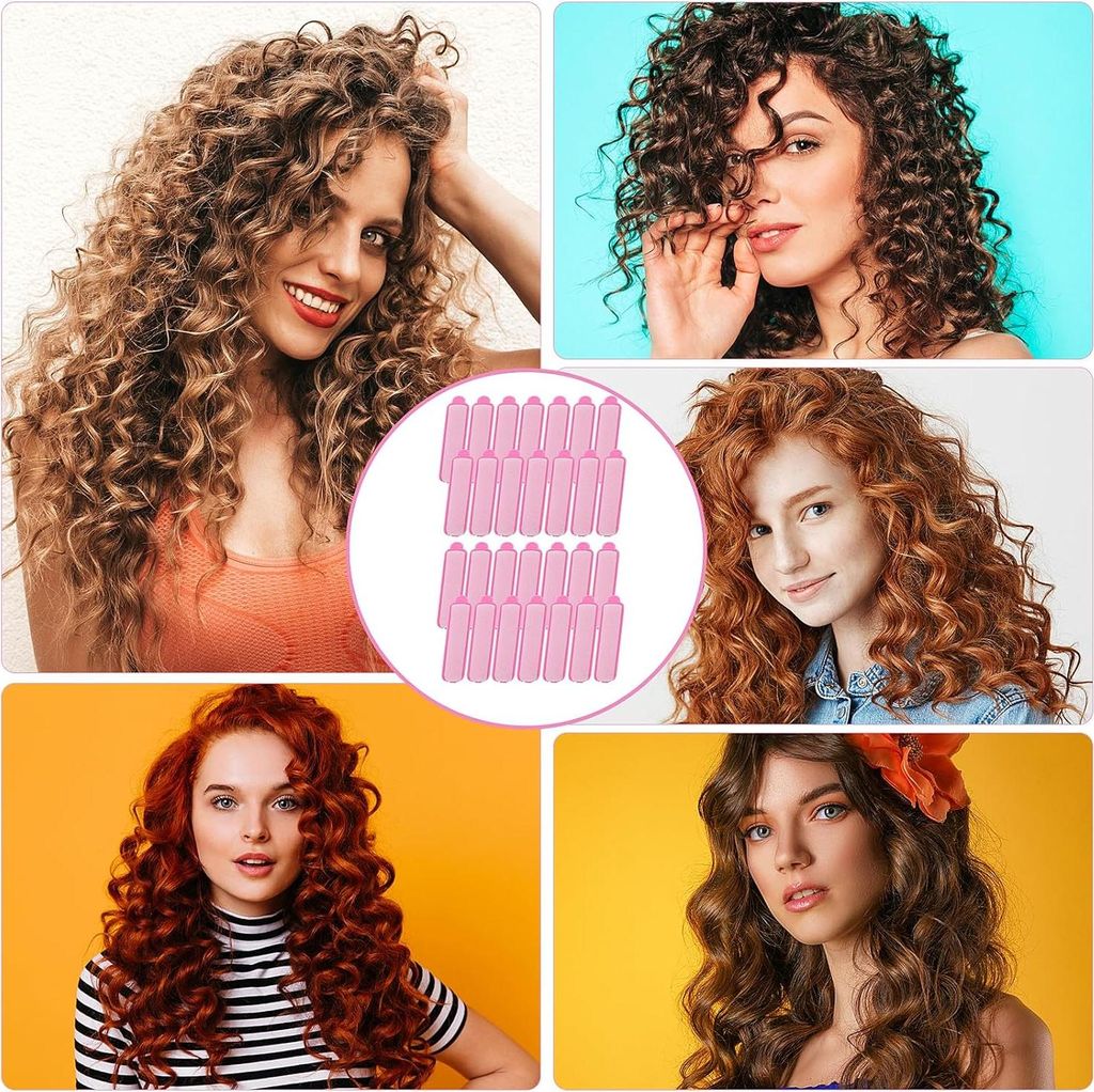 Set aus 24 selbsthaftenden Schaumhaarwicklern für Locken und Volumen - Hitzefreie Haarwickler für kurzes und langes Haar