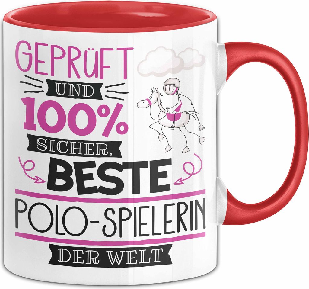 Polo-Spielerin Geschenk Becher Tasse Gott Schuf Alle Menschen Gleich Nur Die Besten Durfeten Polo-Spielerin Werden Geschenkidee Lustig (Rot)