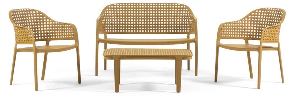 Ensemble mobilier de terrasse Sirmione ocre canapé et fauteuils duo