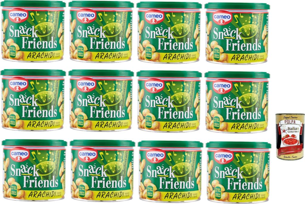 Cameo Snack Friends Arachidi 200 g, Geröstete und herzhafte Erdnüsse für Aperitif in einer Praxis erhalten mit einem Deckel Frische, ohne Palmö...