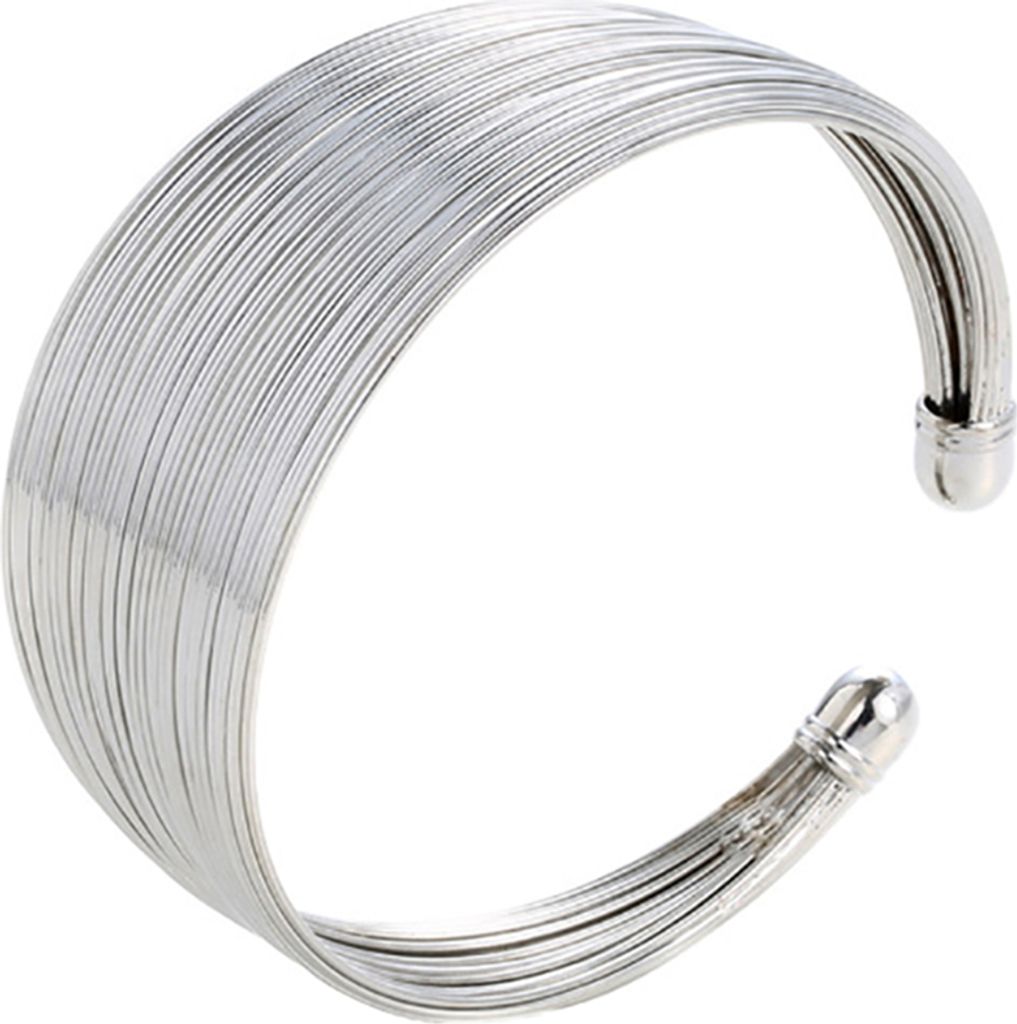 Mode Frauen Multi Wire Kreis Öffnung Armreif verstellbare Manschette Armband Geschenk-Silber