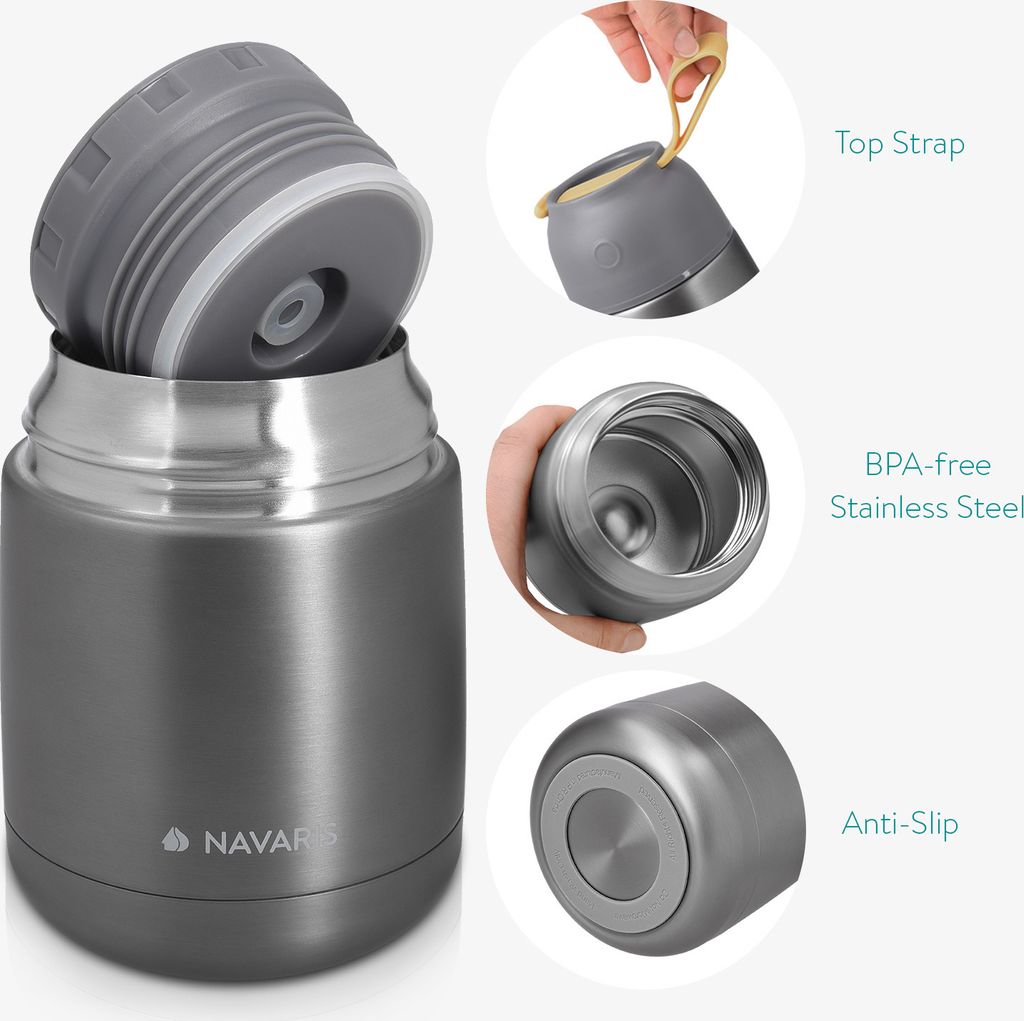 Navaris 450ml Thermobehälter für Essen - Edelstahl Produktbild 4