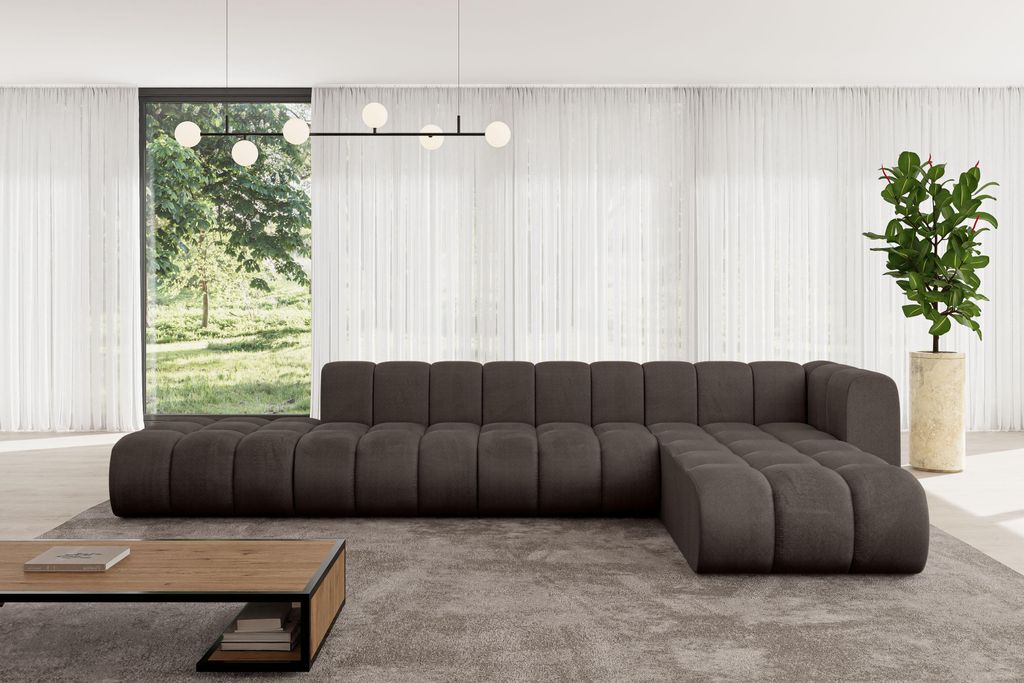 ALTDECOR Modulares Sofa Ecksofa in L-Form - Zuvon-L2 - 387x177x70 cm Braun - Corner modular Sofa Eckcouch Couch Wohnlandschaft Cauchsofa Bodensofa ...