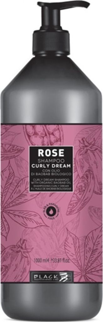Schwarzes professionelles Rose Curly Dream Shampoo 1000 ml Shampoo für welliges und lockiges Haar