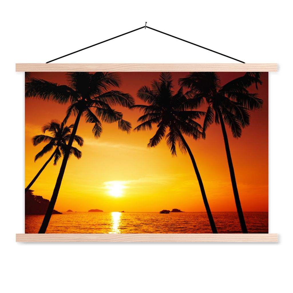 MuchoWow® Textilposter Palme - Sonnenuntergang - Strand - Produktbild 