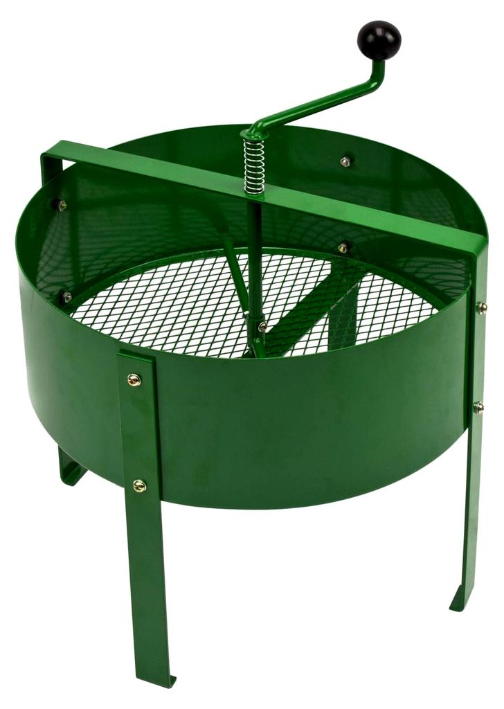 KesTek Metall Handkurbelsieb, Ø 40 cm, 15 l, grün, robustes Gitterblech, geeignet für Garten, Kompost, Erde und Sand