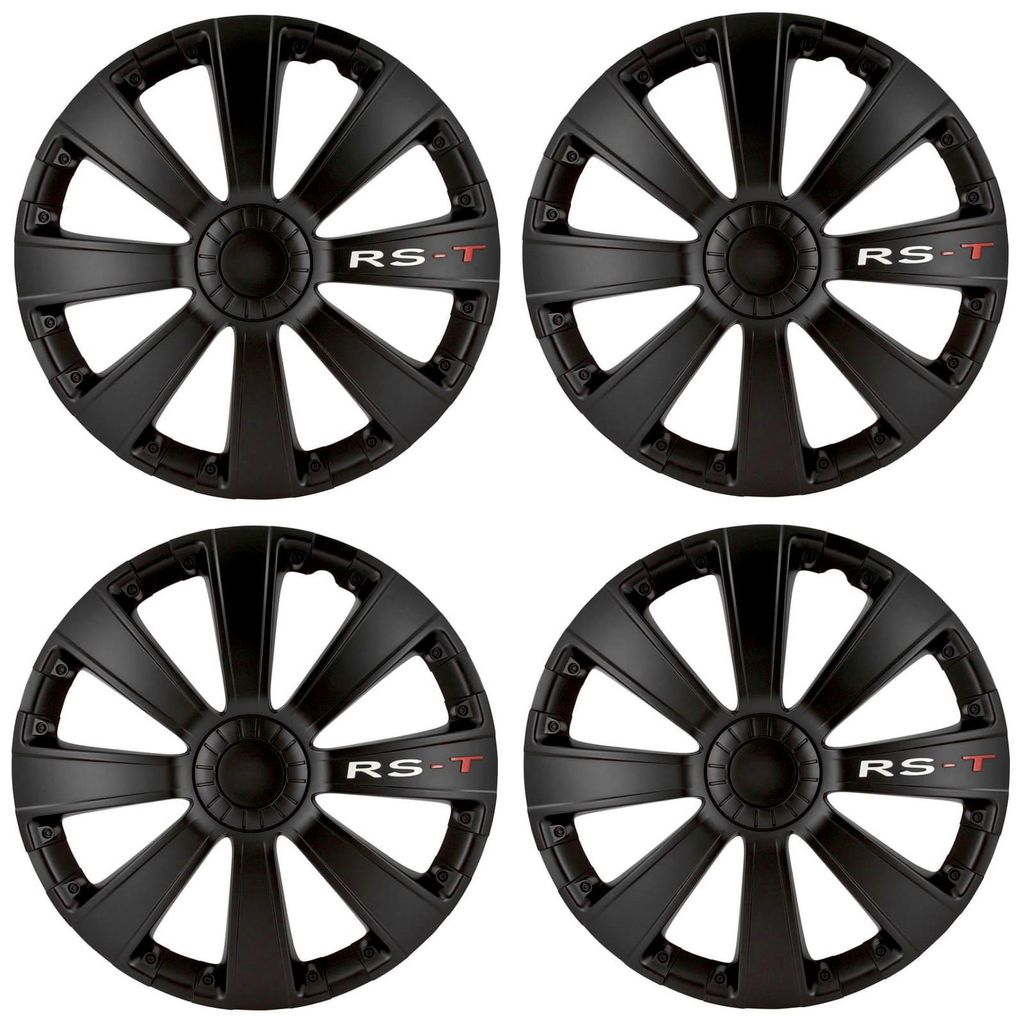 Radkappen 16 Zoll Schwarz Matt mit Schriftzug 4er Satz Produktbild 
