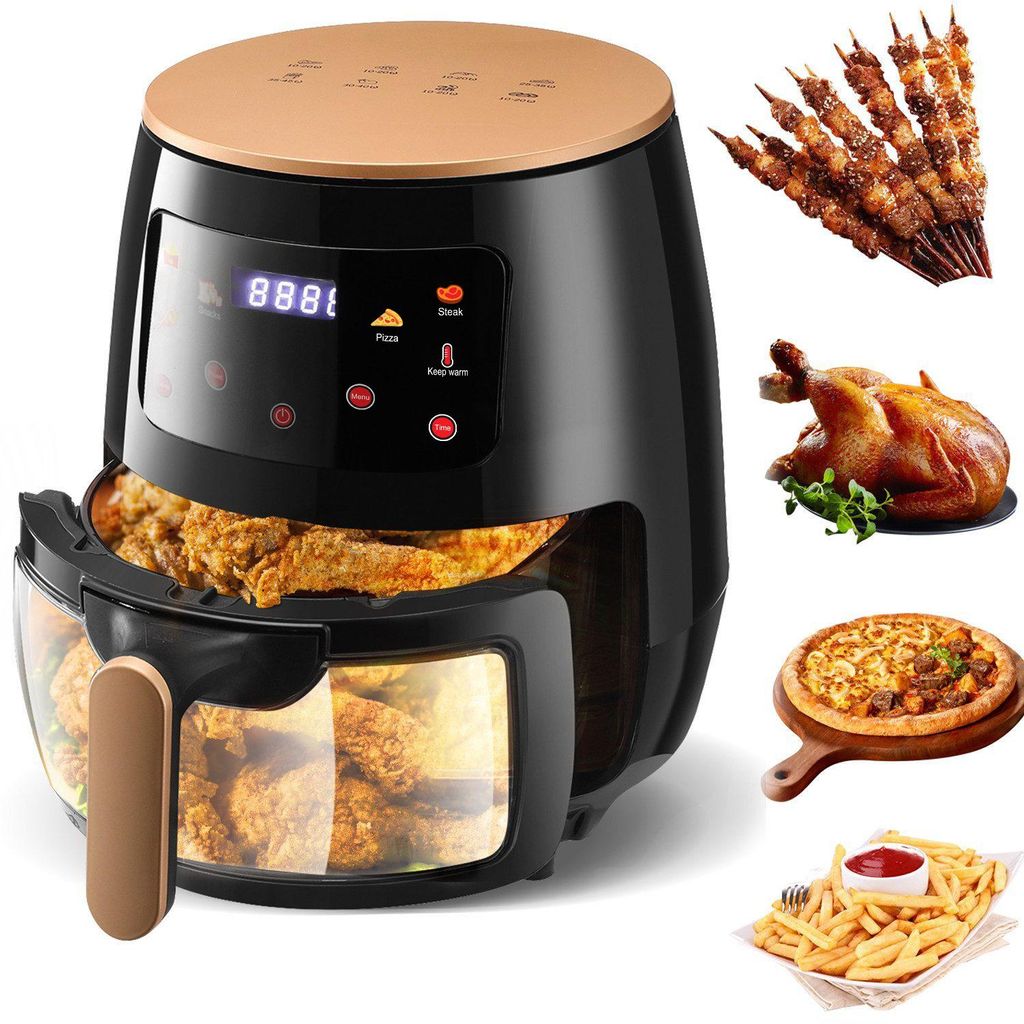 6L Heißluftfritteuse, Friteuse Heissluft 1800 W Heissluftfriteuse, 6 Programmen, Warmhalten, ohne Öl, Air Fryer mit Digitalem LED-Touchscreen