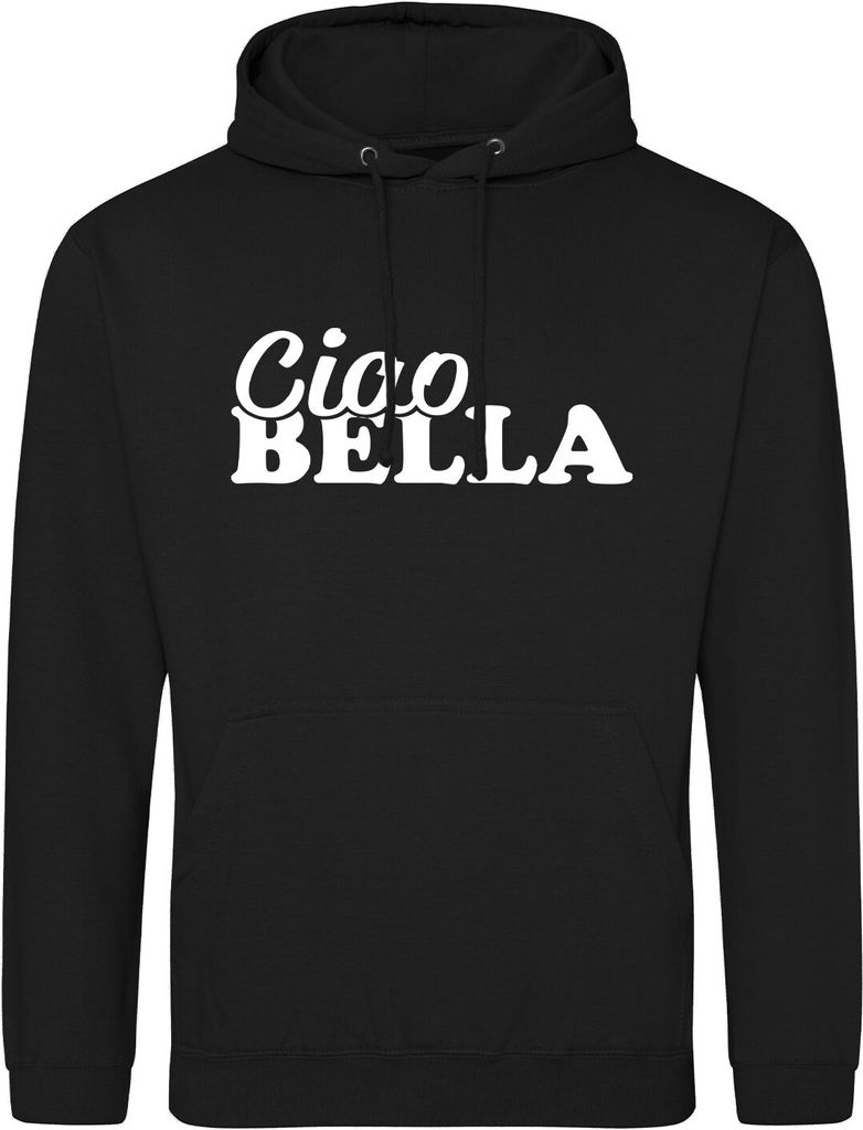 Huuraa Uni Hoodie Ciao Bella Italien XL Deep Black Vegan Sweatshirt Geschenkidee