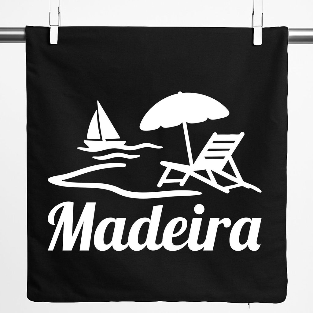Huuraa Kissenbezug Madeira Inselmotiv Portugal 40x40cm Black Baumwolle Dekokissenbezug Geschenkidee