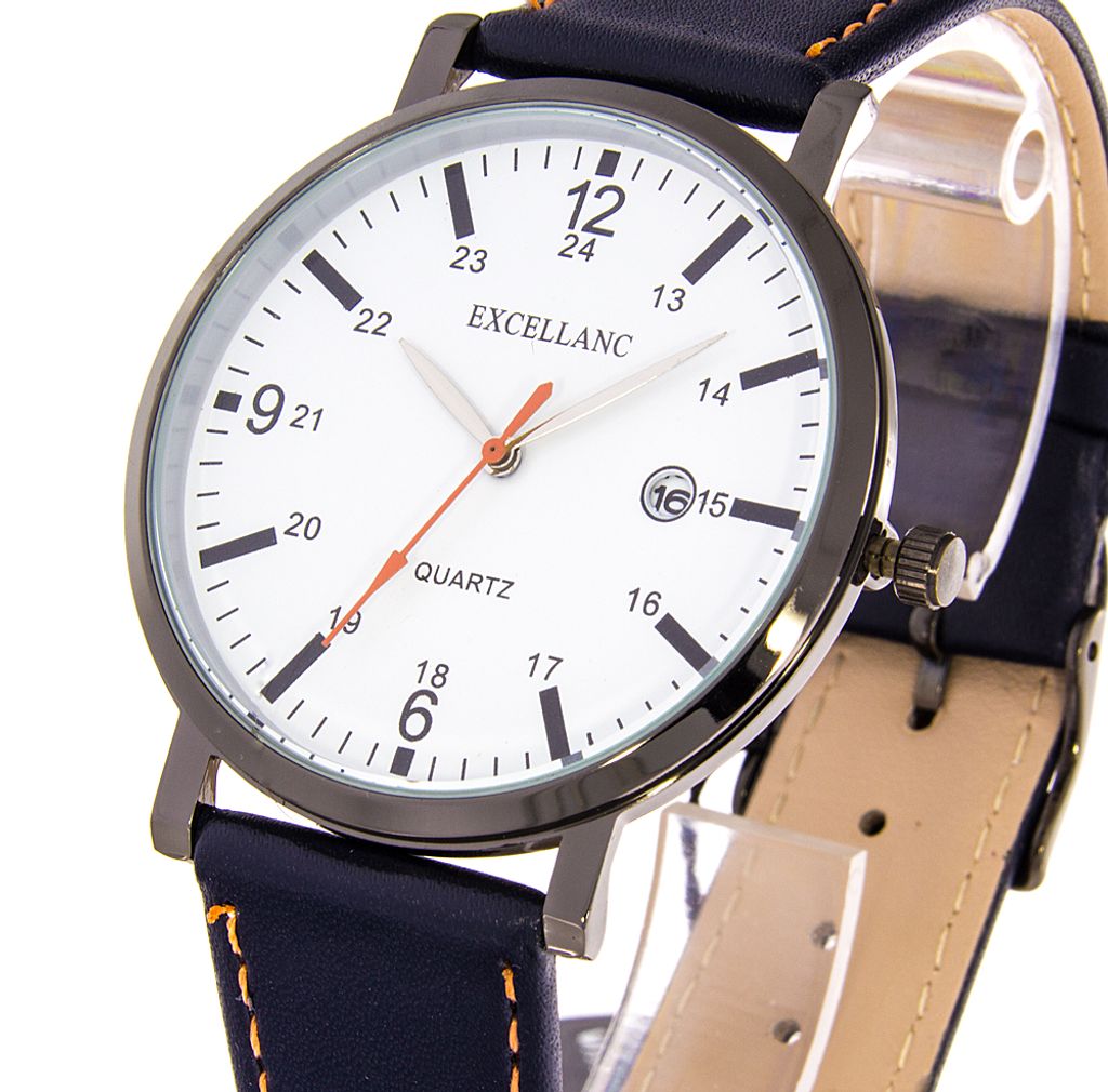 Herrenuhr Excellanc schwarz mit Datum Produktbild 