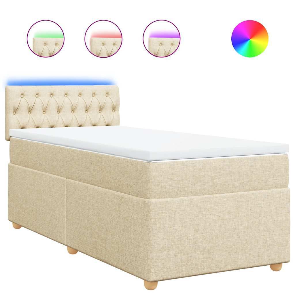 "WINTER SALE"Boxspringbett - Einzelbett/Jugendbett mit Lattenrost - mit Matratze Creme 80x200cm Stoff - Klassische Betten NeuMöbel827216