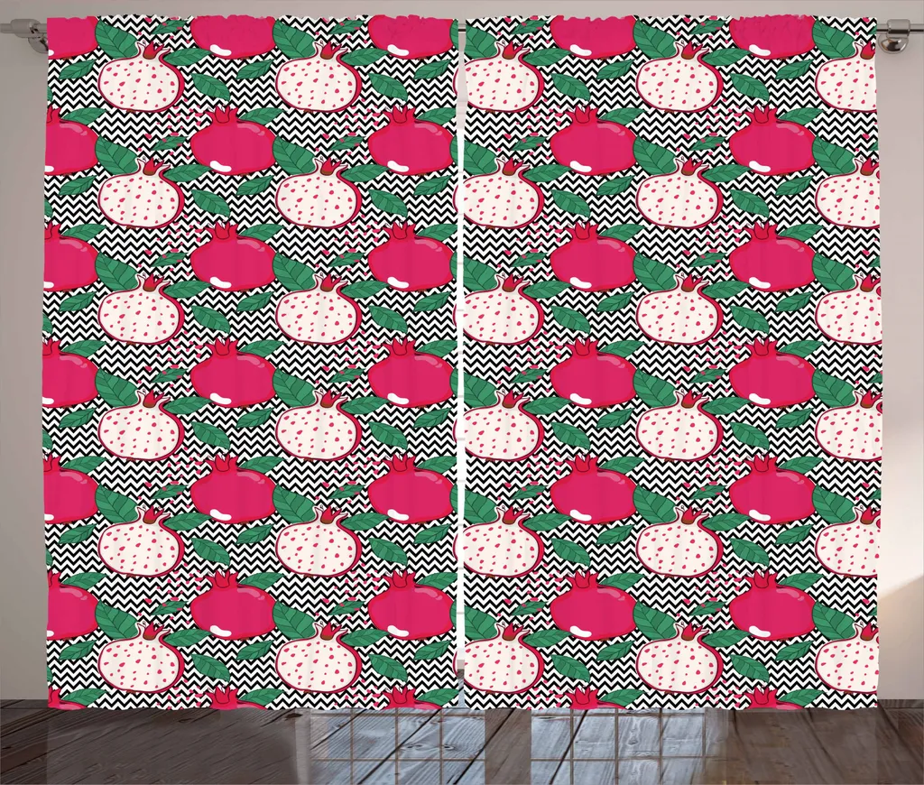 ABAKUHAUS Tenda rustica in stile scandinavo, Zigzag melograno, Tende universali per soggiorno con passanti e ganci, 280 x 245 cm, Multicolore - 1