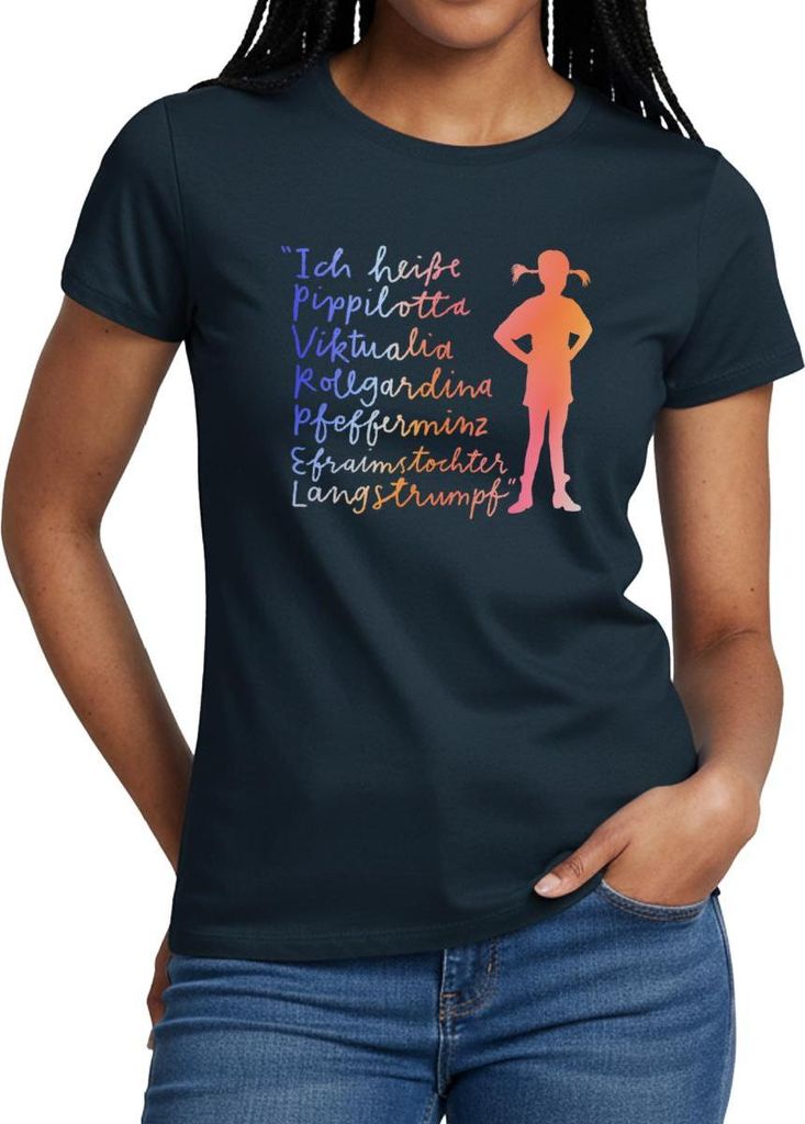 Spreadshirt Pippi Langstrumpf Ich Heiße ... Frauen T-Shirt, S, Navy