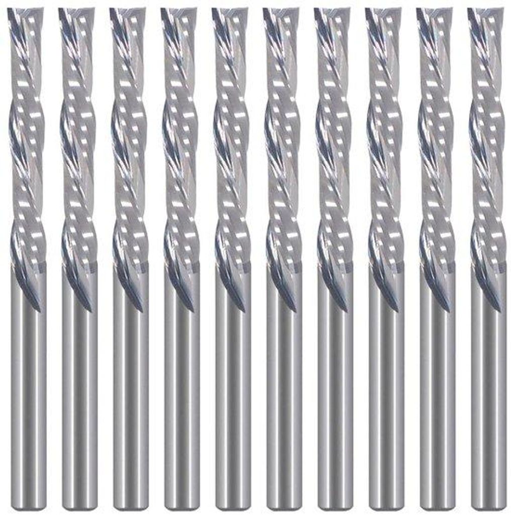 Professionelle Hohlfrese-Sets - 10-teilig - Spiralbohrer - 2 Flügel - Tungsten-Karbid - CNC-Holzbearbeitung - 1/8 Zoll - 22mm