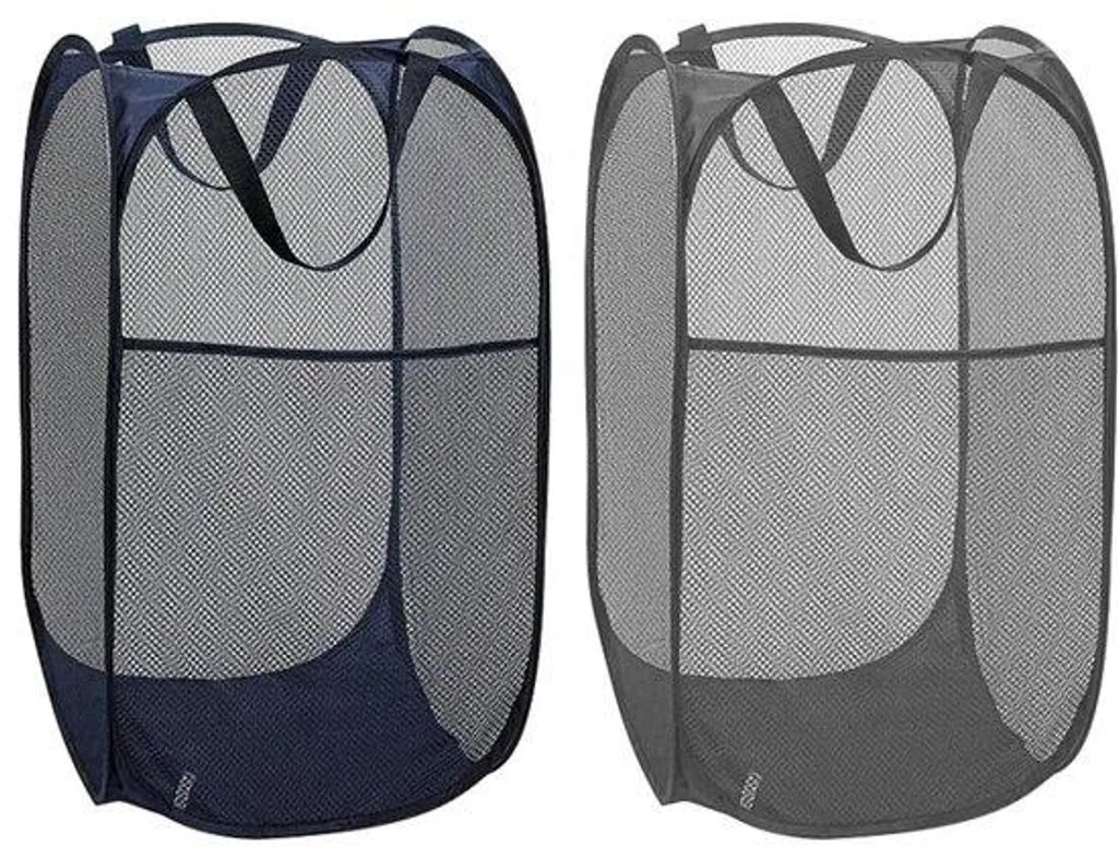 Lot de 2 paniers à linge pliables en gaze avec poignées renforcées