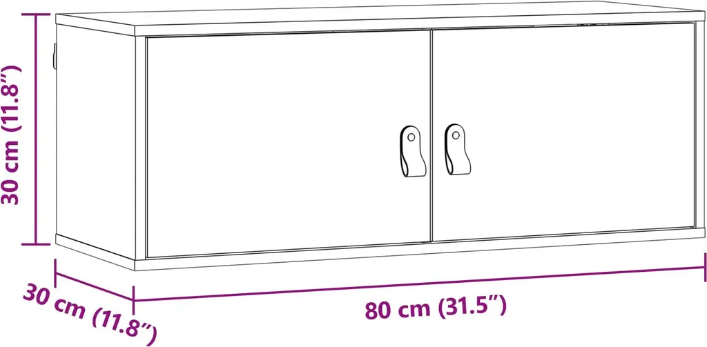 Armadietto a Muro Marrone Cera 80cm - Pino Massiccio Vero Legno - 11