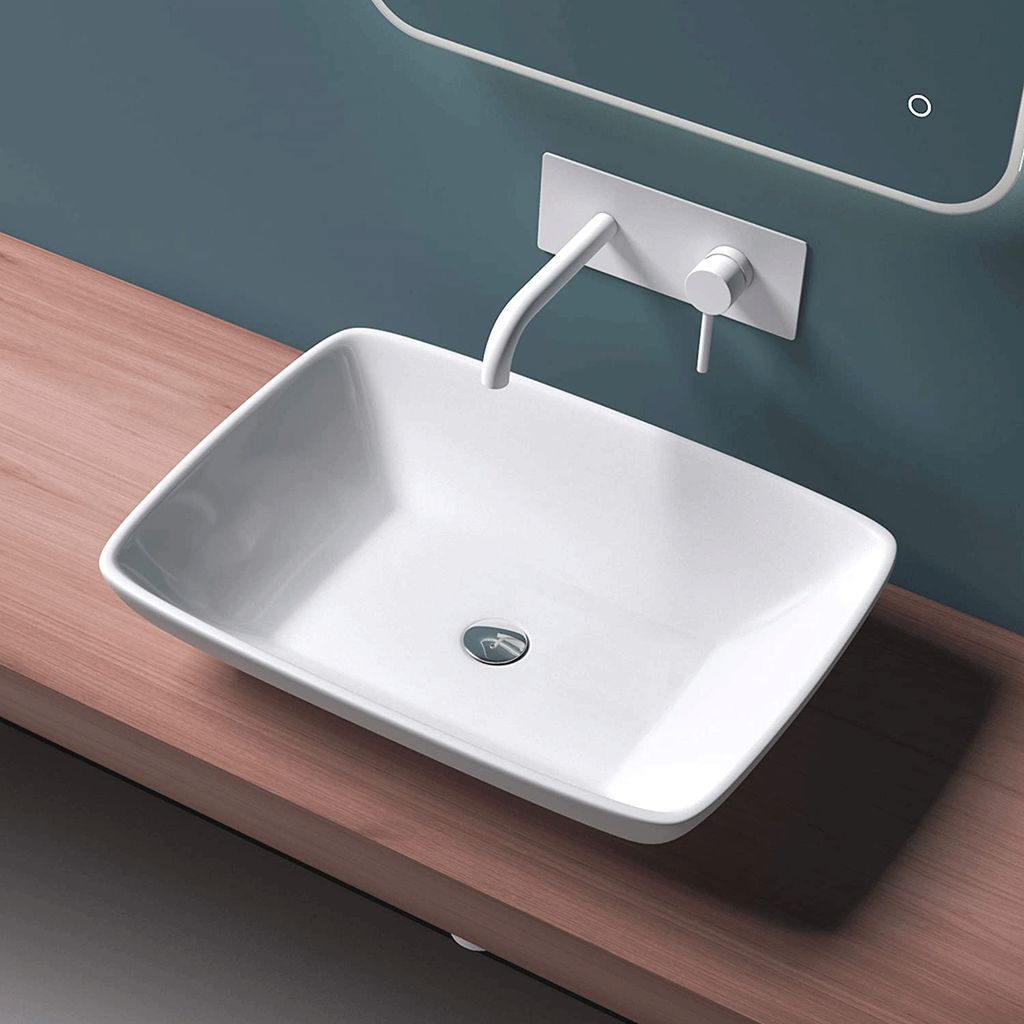 Design Keramik Handwaschbecken mit Nano Waschtisch Lotus Effekt Eckig Becken 