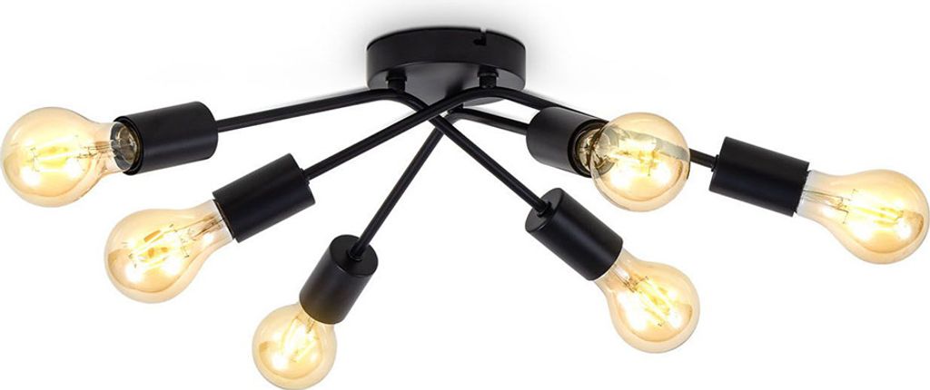 B.K.Licht Deckenleuchte Retro Vintage Schwarz max. 6 x 40W Produktbild 