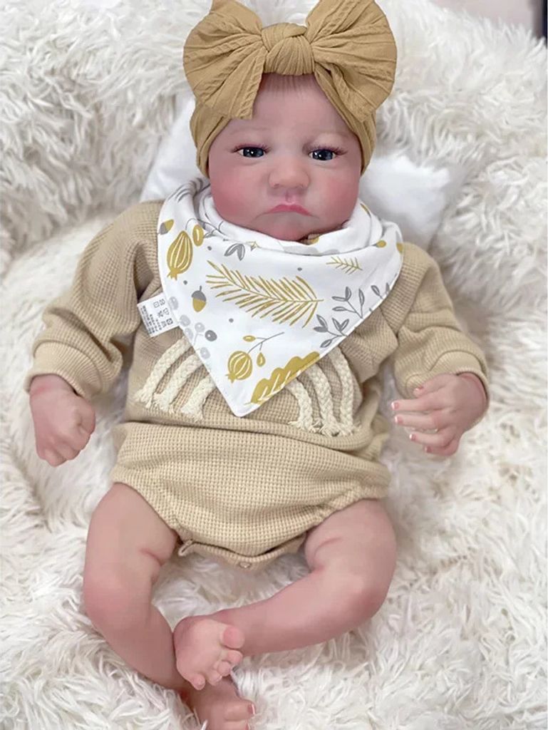 48CM Reborn Baby Puppe Schlafender Levi Lebensechte Handgemachte 3D Haut Neugeborenes Baby mit Sichtbaren Adern Bebe Reborn Puppe Spielzeug für M...