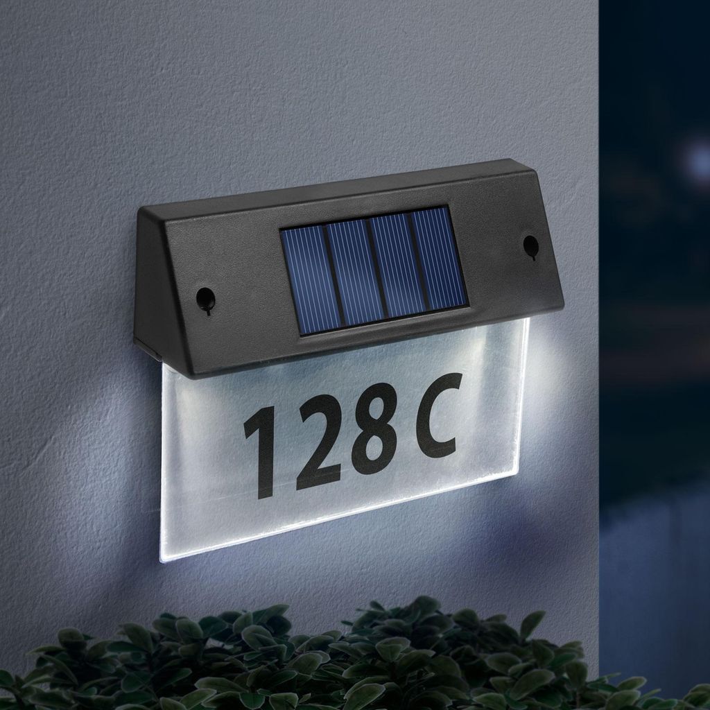 Lampe solaire éclairée pour numéro de maison avec plexiglas Image du produit 
