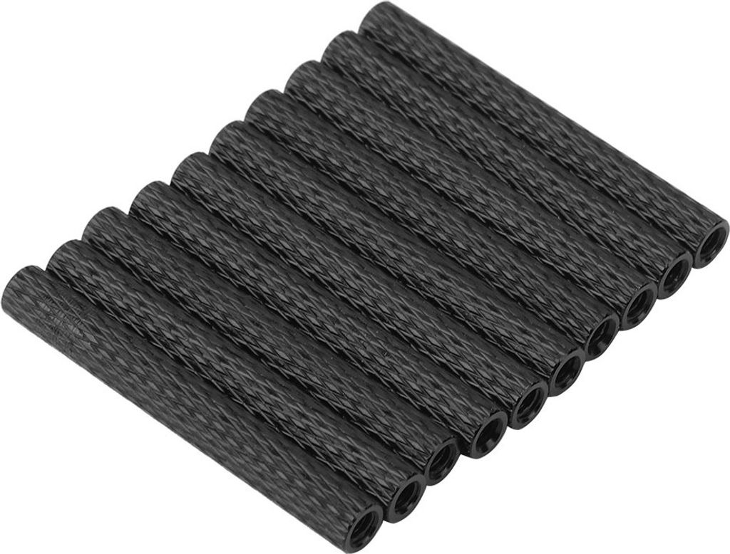 10 Stück M3 x 40 runde Aluminium-Abstandssäulen-Abstandsbolzen-Befestigungsstangen schwarz für Quadcopter
