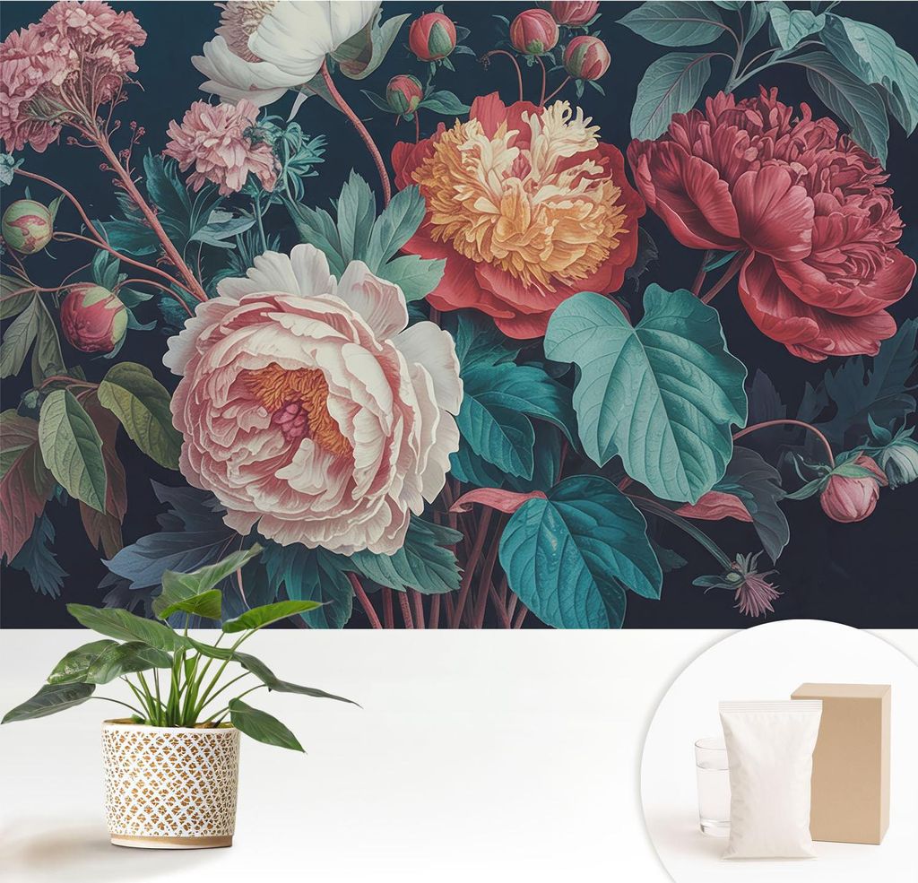 Fototapete - 152x104 cm - Tapete - Wandtapete - Wandbilder - Dekofolie - Tapete Folie - Wand - Dekoration - Wohnzimmer - Bunte Blumen