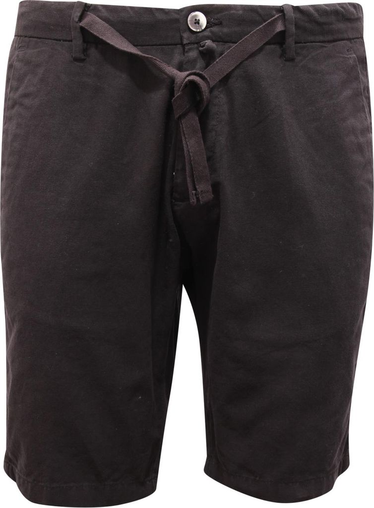 6382Av Bermuda Uomo Over/D Slim Man Linen Shorts Black