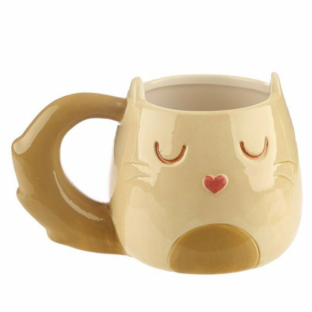 FELINE FINE Keramik Tasse KATZE creme Henkeltasse