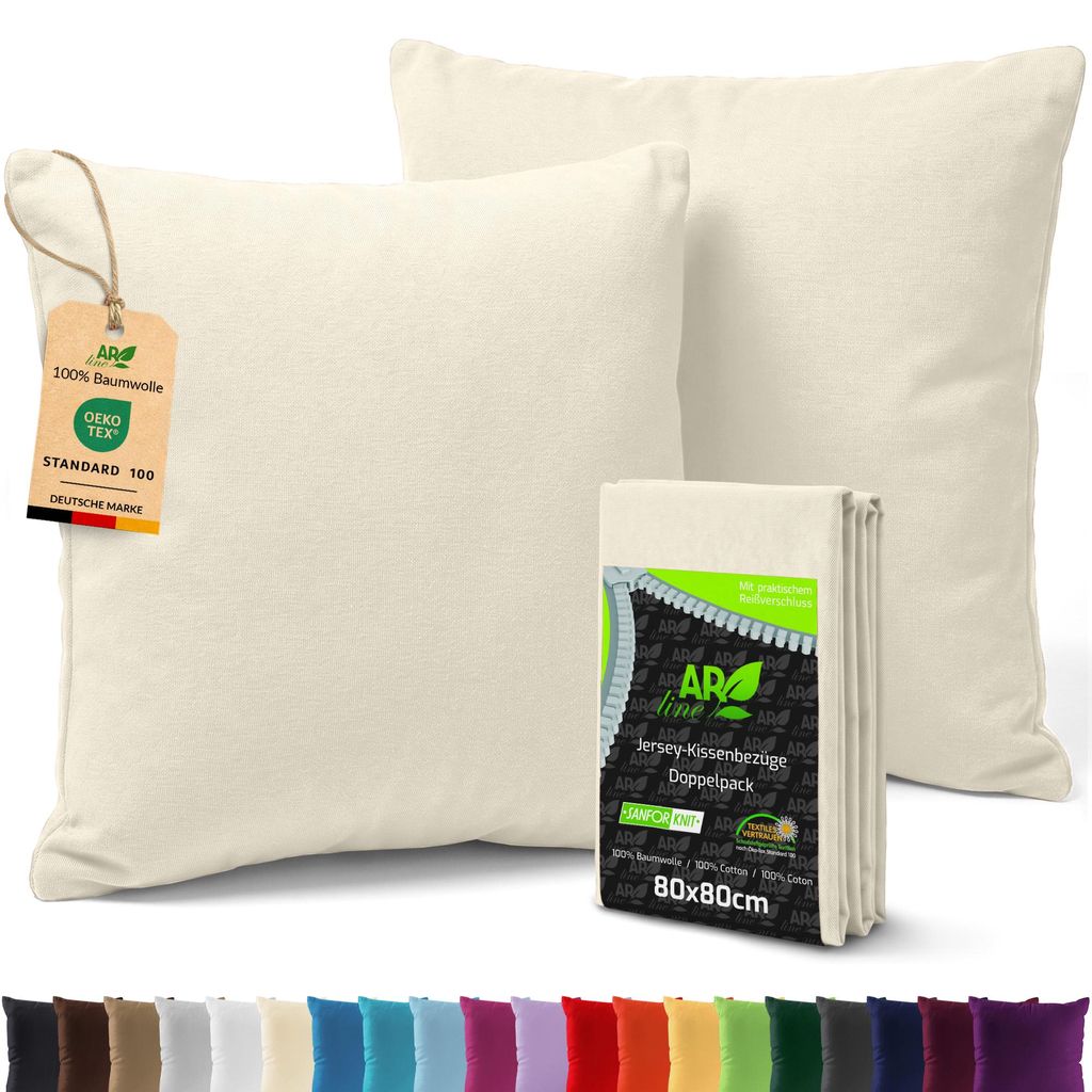 AR Line 2er Pack Jersey Kissenbezüge 80x80 Baumwolle – Produktbild 