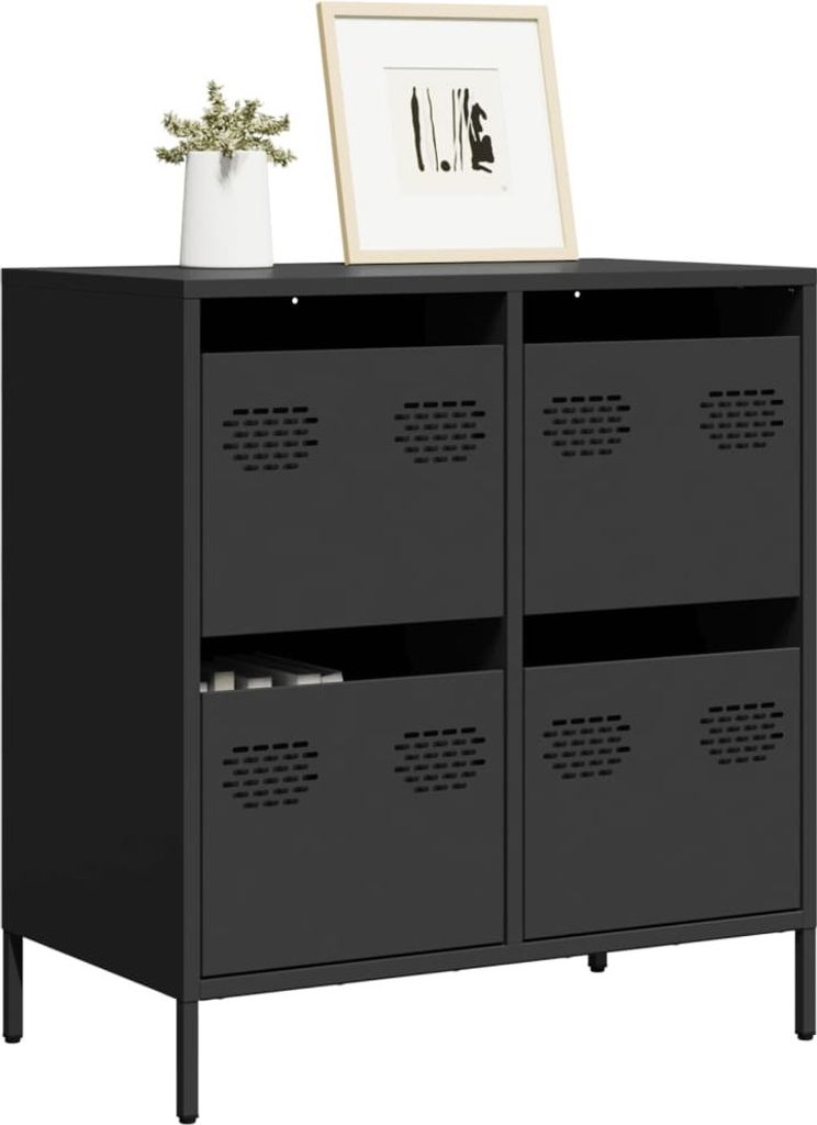 vidaXL Sideboard Schwarz 68x39x73,5 cm Kaltgewalzter Stahl