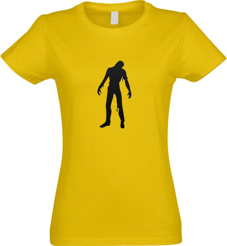 Kiwistar - T-Shirt tailliert - Damen - gelb - Zombie - mit Motiv Bedruckt - Funshirt Design - Sport - Freizeit - Damen - L