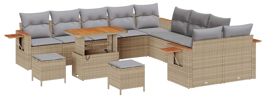 vidaXL Gartensofa-set 13 pcs Beige Poly-Rattan