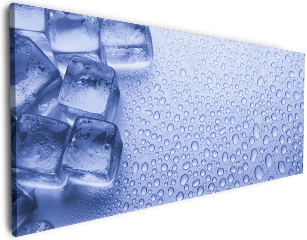 Wallario Premium Leinwandbild Eiswürfel in Größe 50 x 125 cm