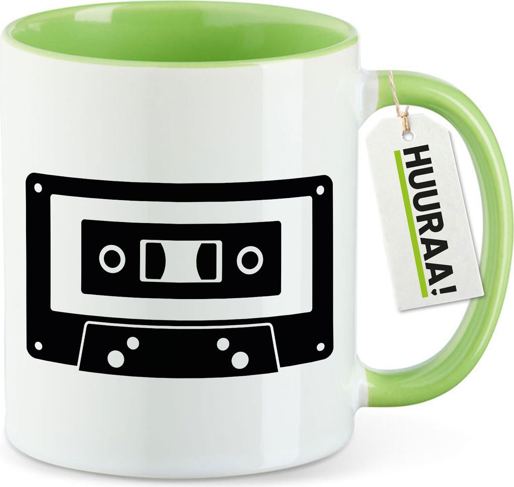 Huuraa Kaffeetasse Kassette Tape 330ml Grün Keramik Kaffeebecher Geschenkidee