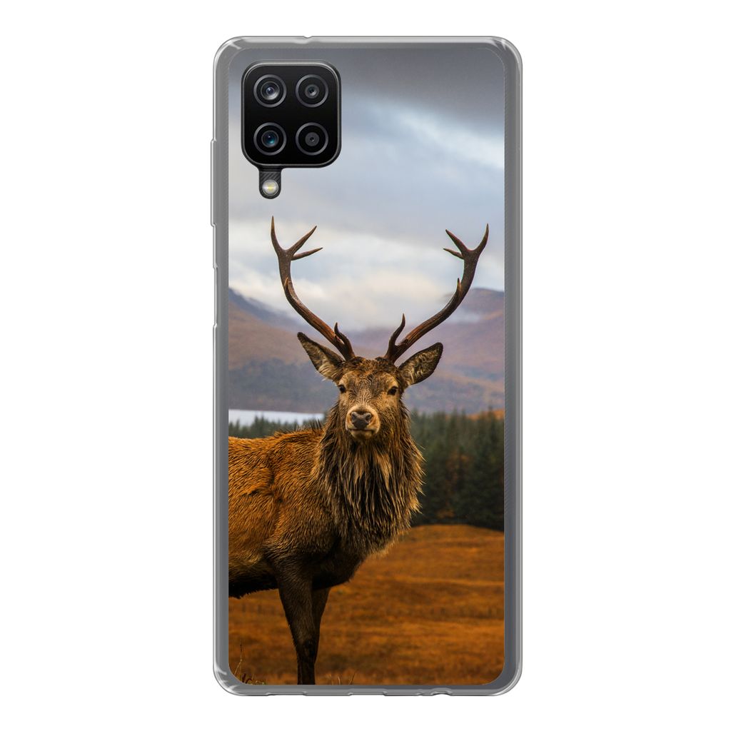MuchoWow Handyhülle Schutzhülle Hülle für Samsung Galaxy A12 Hirsche - Berge - Wasser - Landschaft - Tiere - Bäume Silikon Softcase Handy H...