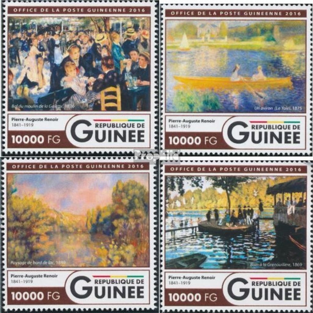 Briefmarken Guinea 2016 Mi 11981-11984 (kompl. Ausgabe) postfrisch Pierre-Auguste Renoir