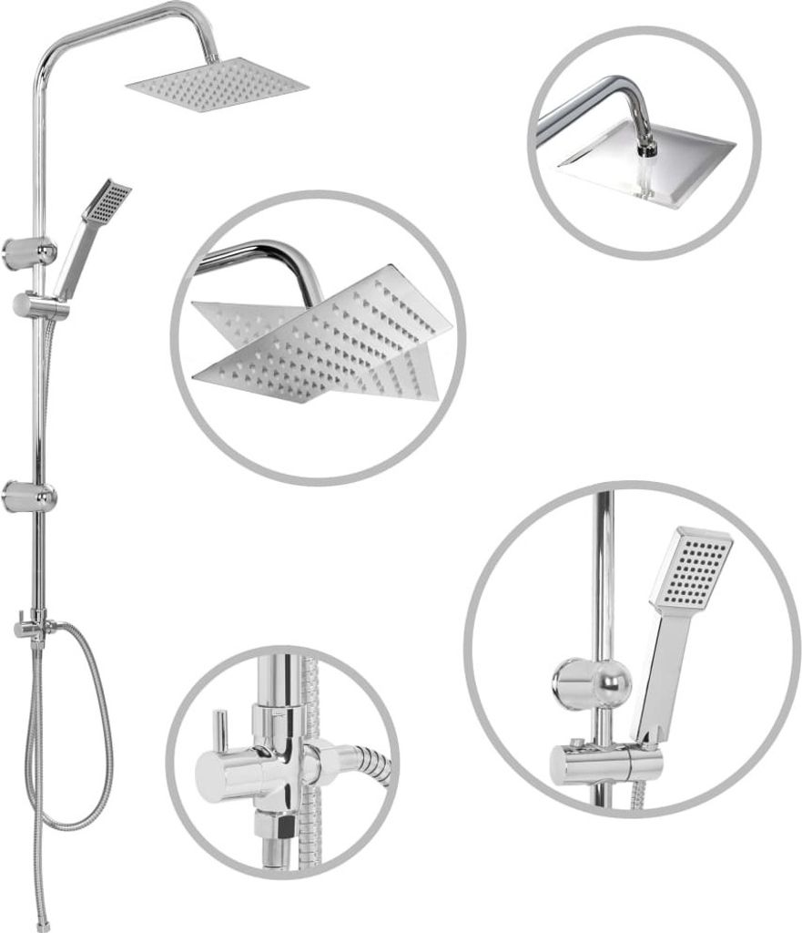 vidaXL Doppelkopf-Duschset mit Handbrause Edelstahl