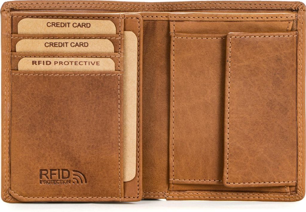 Benthill Geldbörse Herren Leder mit RFID | Portemonnaie aus hochwertigem Rindsleder | Ledergeldbörse Männer inkl. Geschenkbox