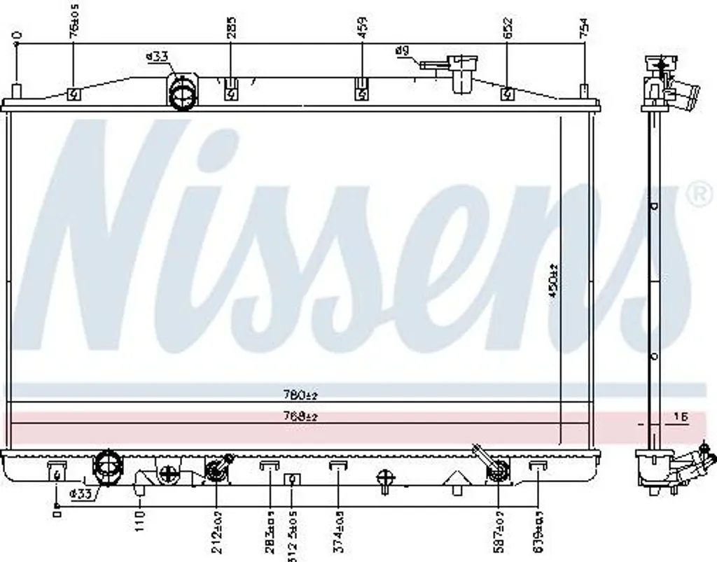 Radiateur de Refroidissement Moteur Nissens 606769 pour Odyssey V6 3.5L
