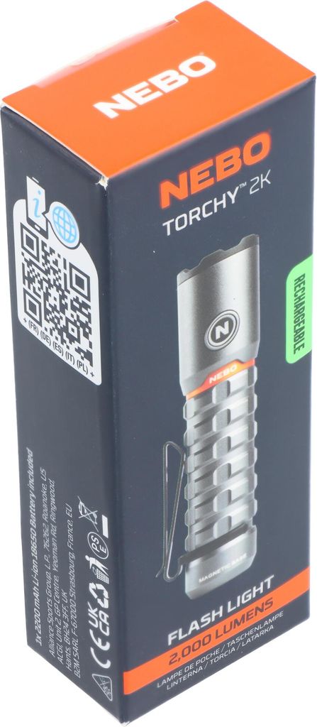 NEBO NEB-0033-G TORCHY 2K (USB C) – 2000 Lumen Taschenlampe in Box