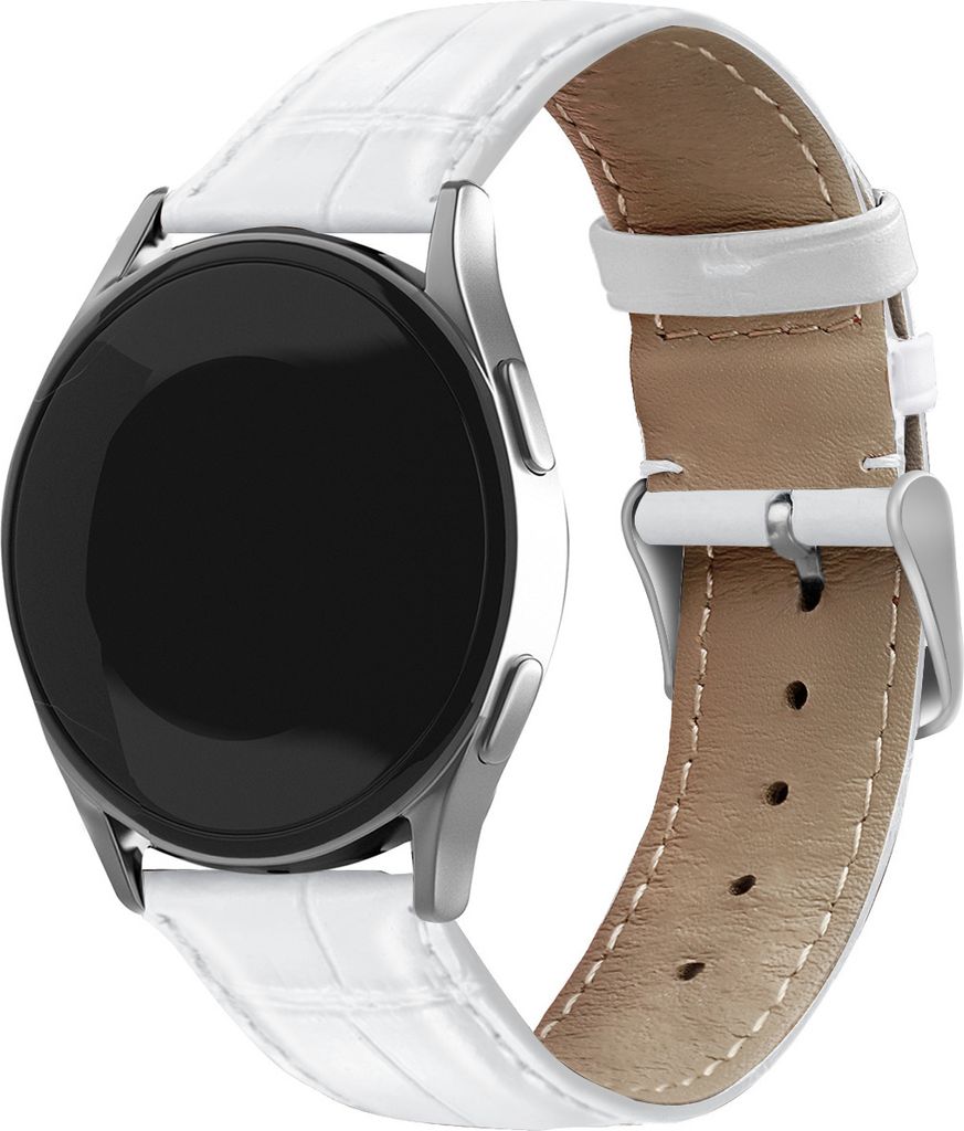 Strap-it Samsung Galaxy Watch 4 40mm Lederarmband mit Krokoprägung (Weiß)