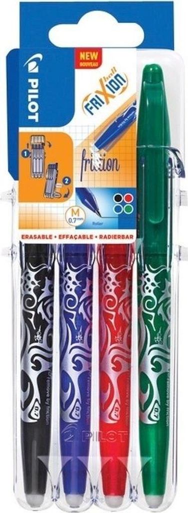 Pilot FriXion Ball, Clip, Nachfüllbar, Schwarz, Blau, Grün, Produktbild 