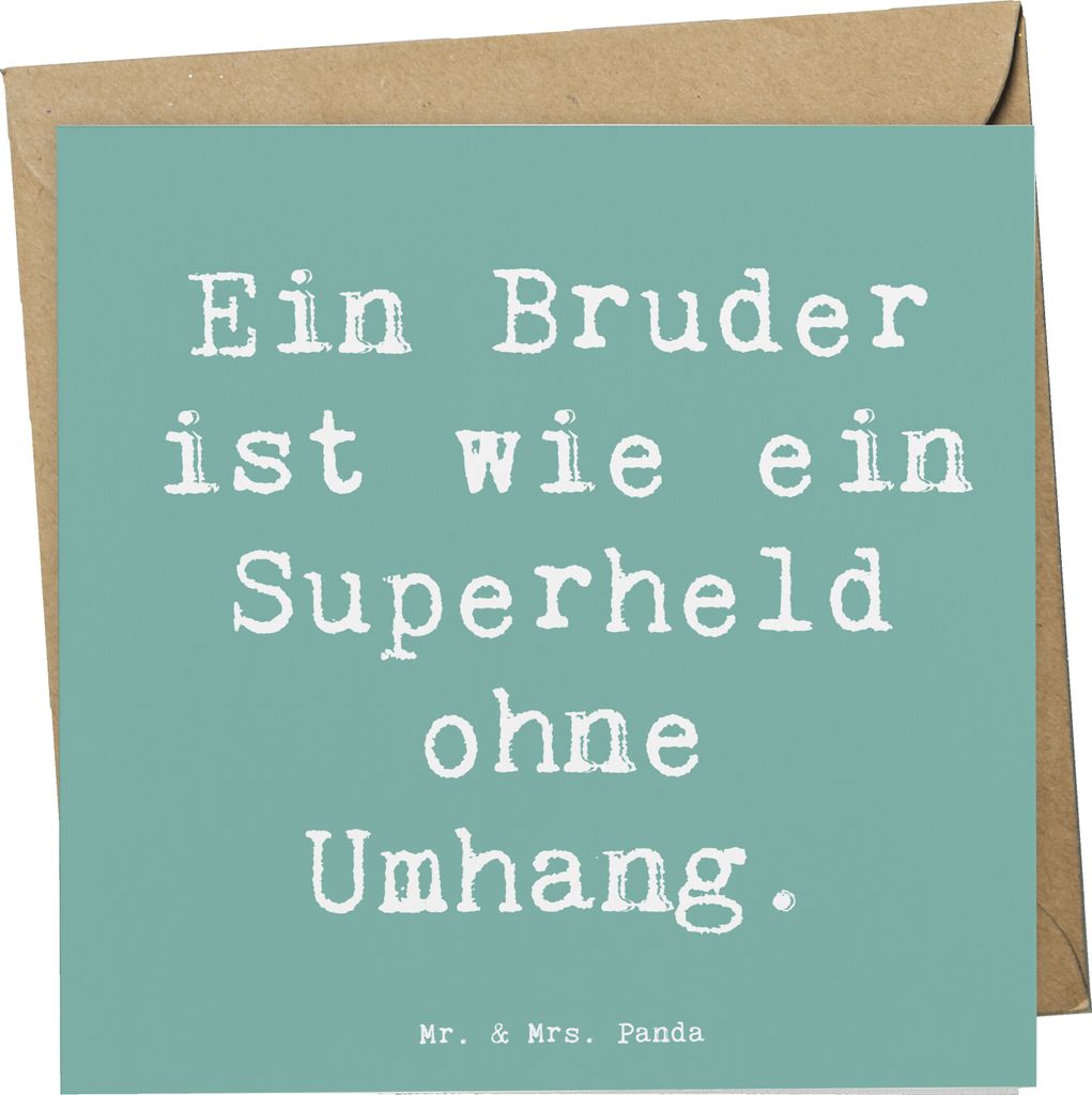 Mr. & Mrs. Panda Grußkarte Spruch Bruder Superheld - Meeresbrise - Geschenk, Bedanken, Klappkarte, Glückwunschkarte, faltkarte, doppelkarte, anla...