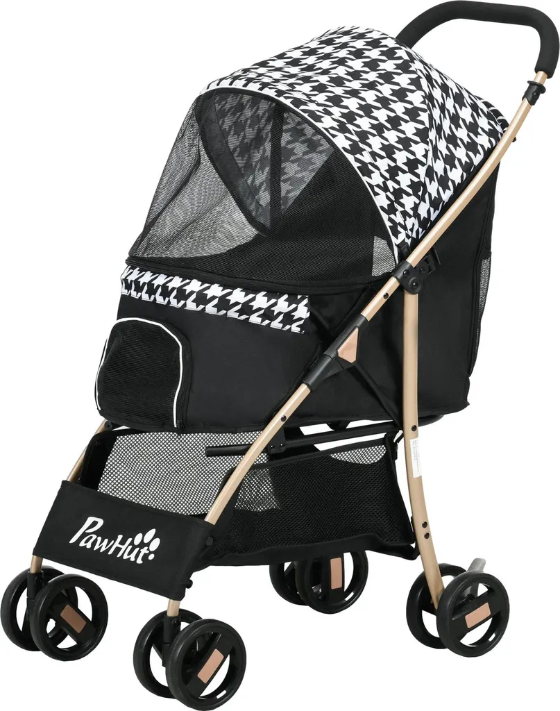 Buggy Chien Respirant 80x44cm - Poussette Pliable avec Double Entrée