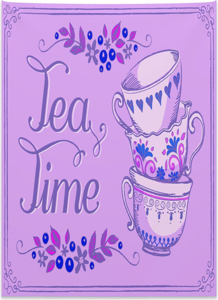 Abakuhaus Tee Wandteppich, Blumen und Beeren mit Swirls aus Weiches Mikrofaser Stoff Kein Verblassen Klare Farben Waschbar, 110 x 150 cm, Zinnoberr...