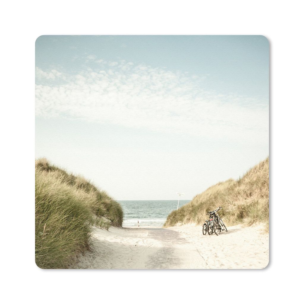 MuchoWow Mauspad Mousepad Strand - Fahrrad - Wolken 30x30 cm - Mousepads - Maus Mat - Pad - Mausunterlage - Gaming