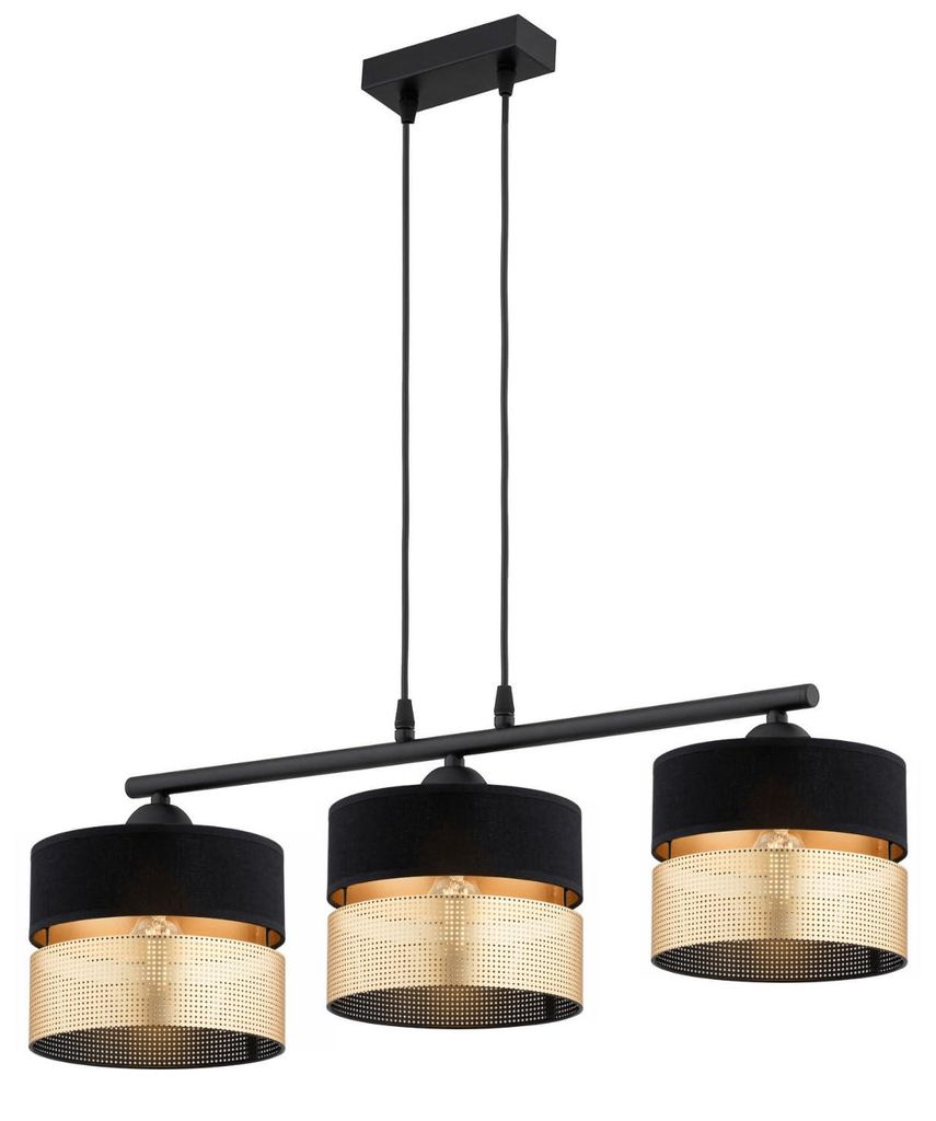 KAR-LIGHTING Pendelleuchte 3-flammig Schwarz‑Gold Metall Produktbild 