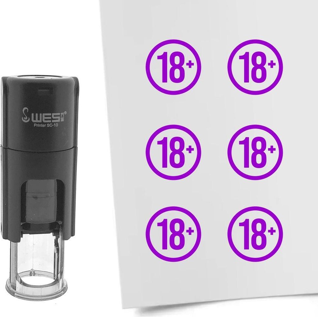 CombiCraft Selbstfärbender Stempel '18+' in der Farbe Lila, Ø10mm