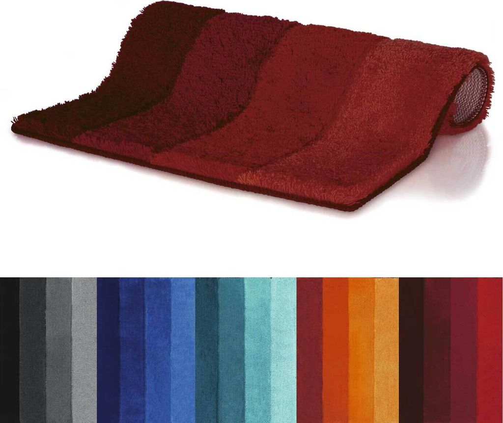 Spirella Badteppich Badematte Badvorleger Duschvorleger Mikrofaser Hochflor flauschig 60x90 cm – Rot